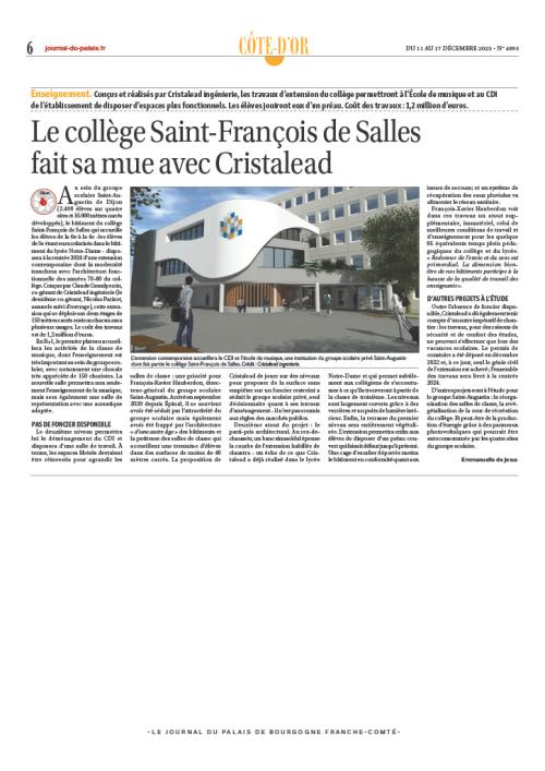 Le collège Saint François de Sales fait sa mue avec Cristalead Ingénierie - Journal du Palais